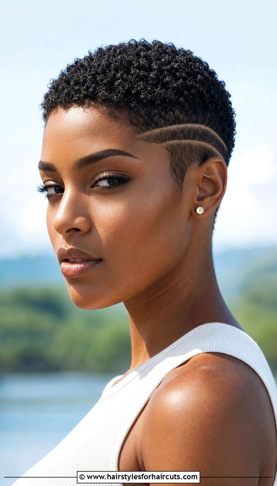 Short Curly Buzz Cut With Design - 25 haircuts for really curly hair - 25 haircuts for really curly hair