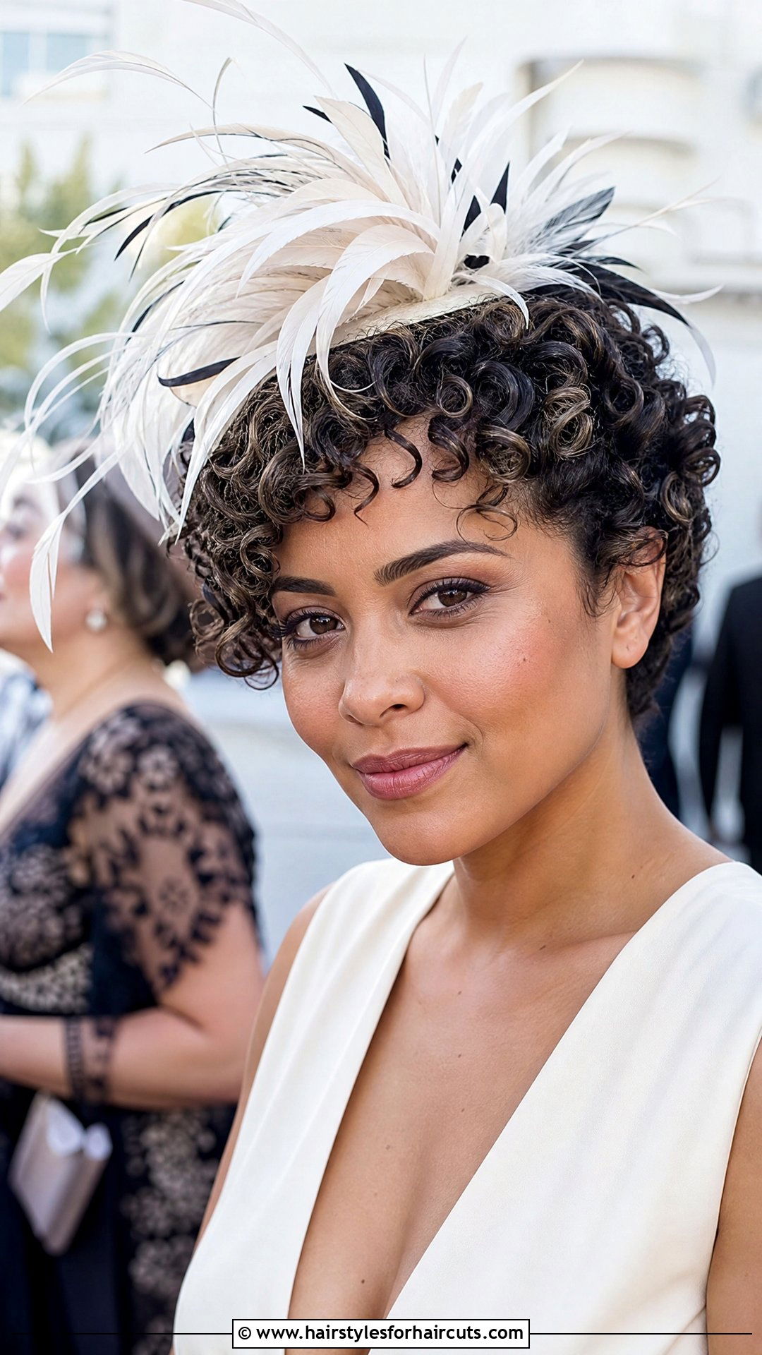 Short Curly Hair With Fascinator - 25 wedding hairstyles for short curly hair - 25 wedding hairstyles for short curly hair