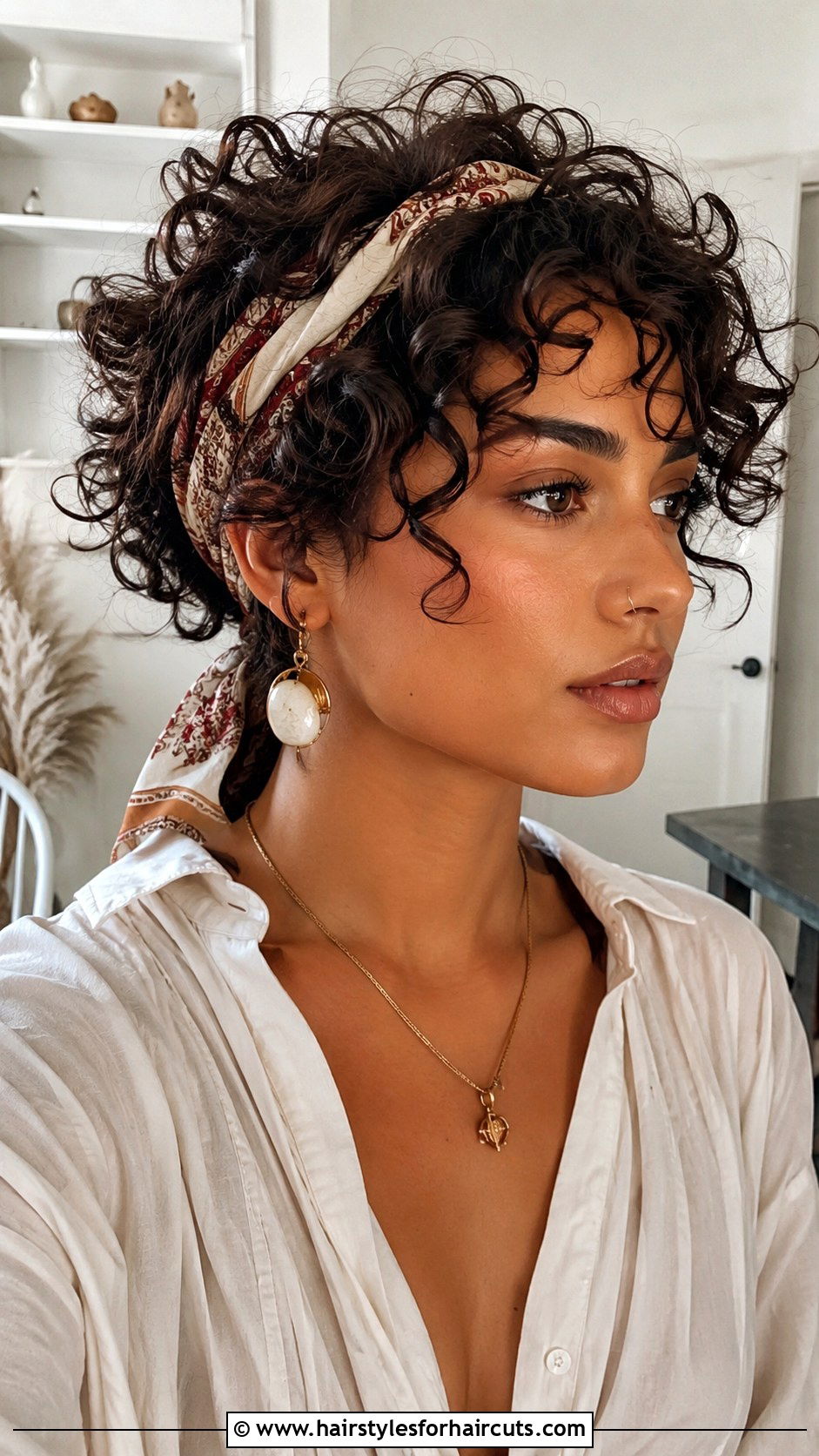 Short Curly Hair With Scarf - 25 baddie hairstyles for short curly hair - 25 baddie hairstyles for short curly hair