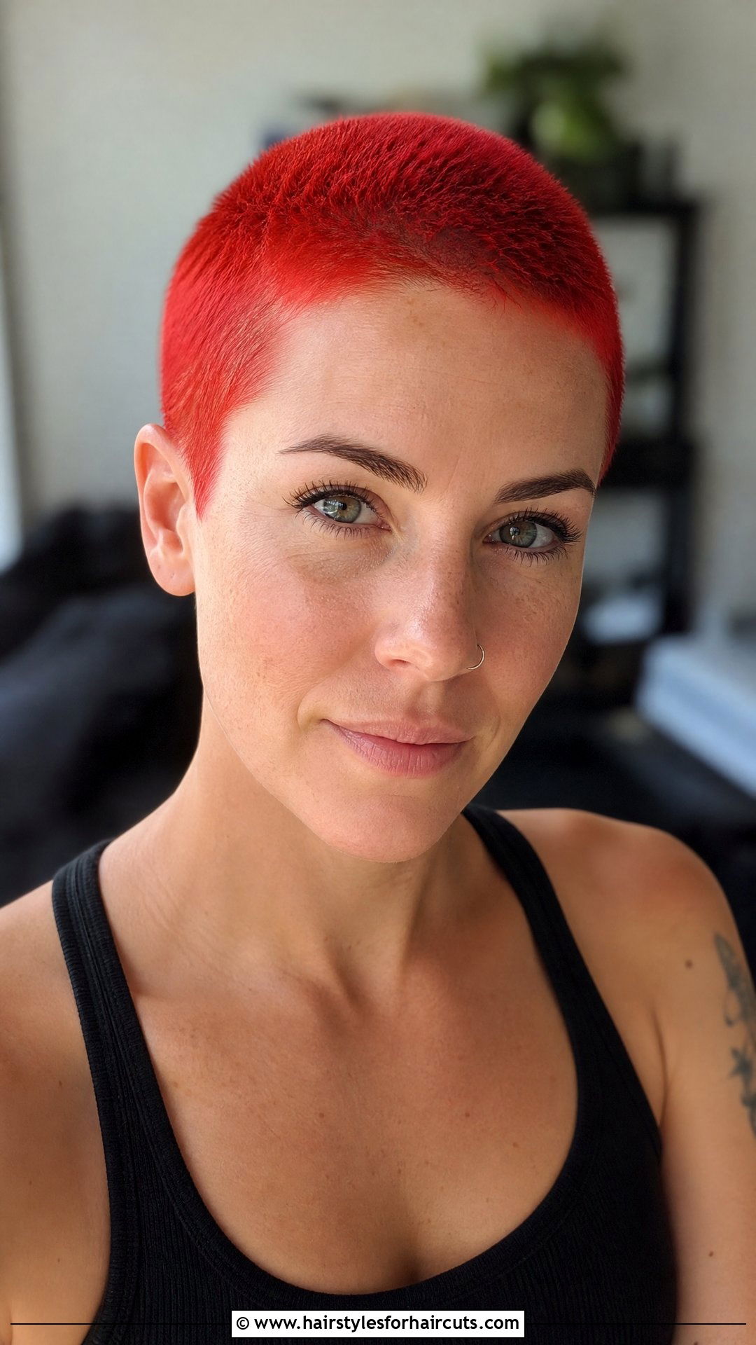 Short Fiery Red Buzz Cut - 25 fire haircuts - 25 fire haircuts