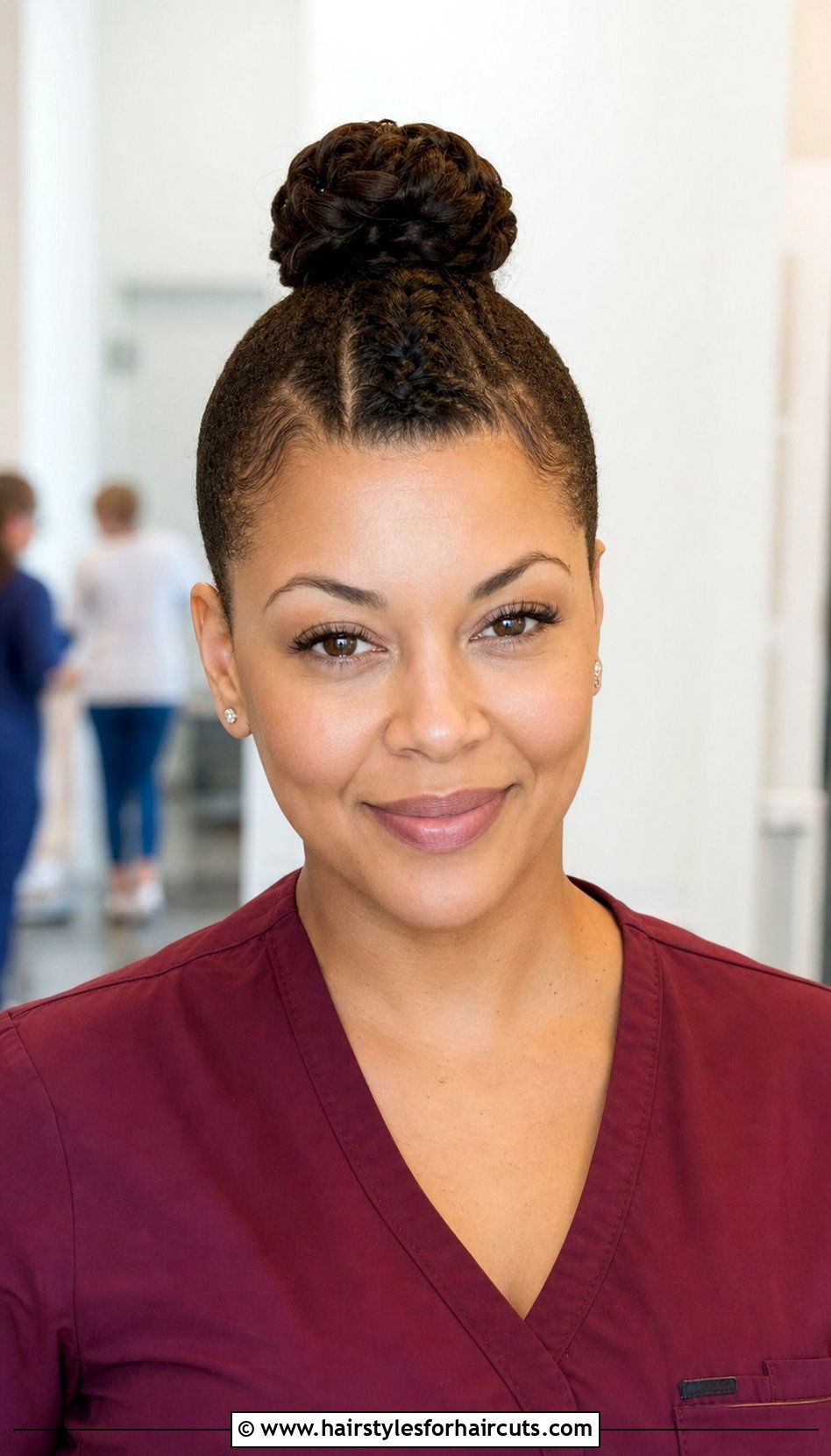 Short Hair Braided Top Knot - 25 nursing hairstyles for short hair - 25 nursing hairstyles for short hair