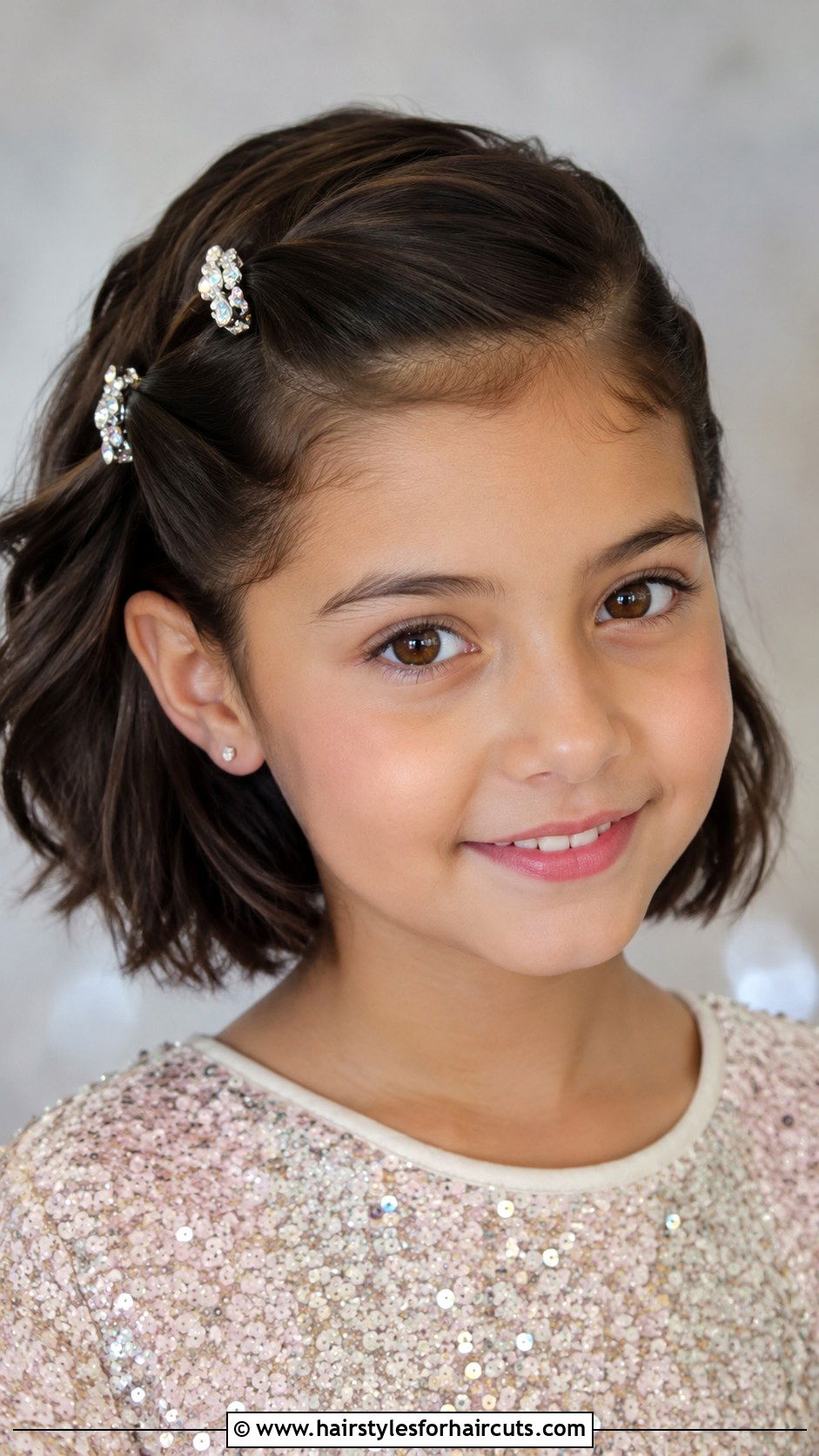 Short Hair Pinned Back With Rhinestone Clips - 25 middle school dance hairstyles for short hair - 25 middle school dance hairstyles for short hair