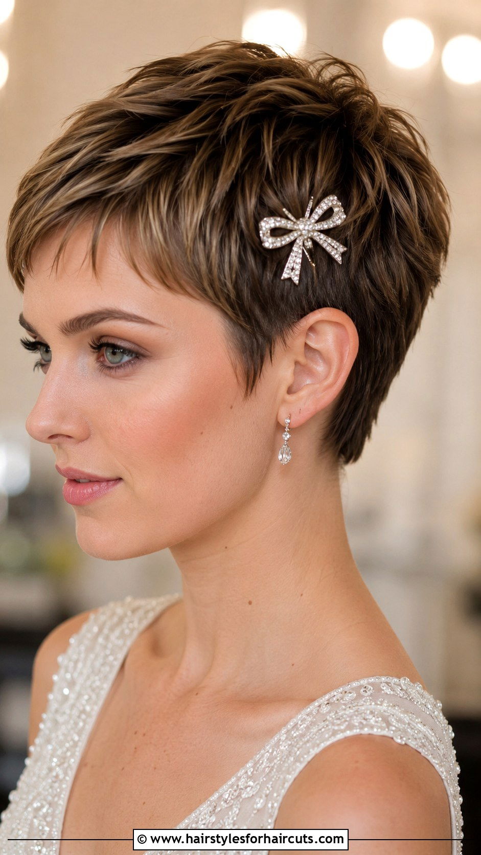 Short Hair With Bow Accessory - 25 short hairstyles for wedding - 25 short hairstyles for wedding