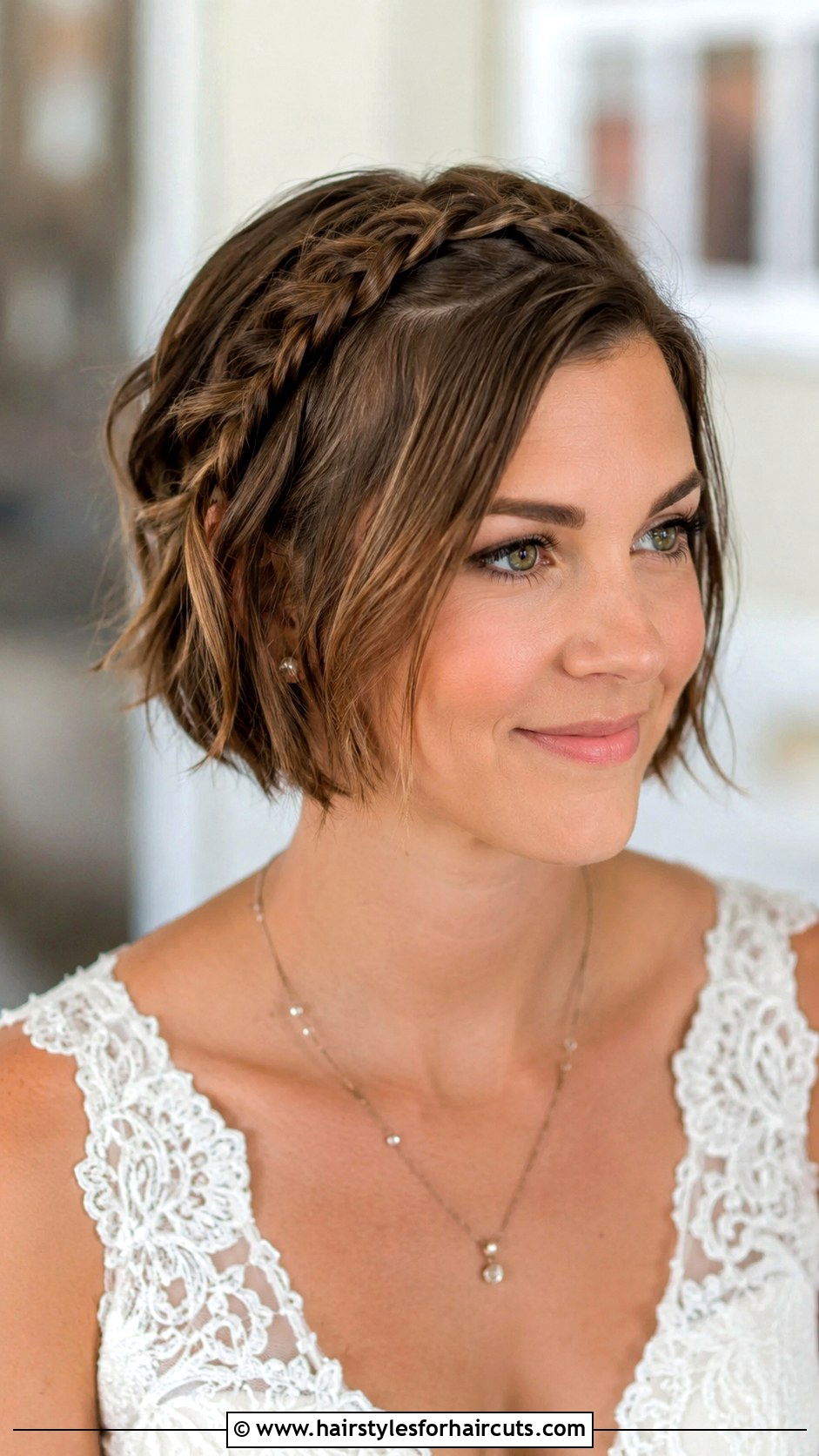 Short Hair With Braided Headband - 25 bride hairstyles for short hair - 25 bride hairstyles for short hair