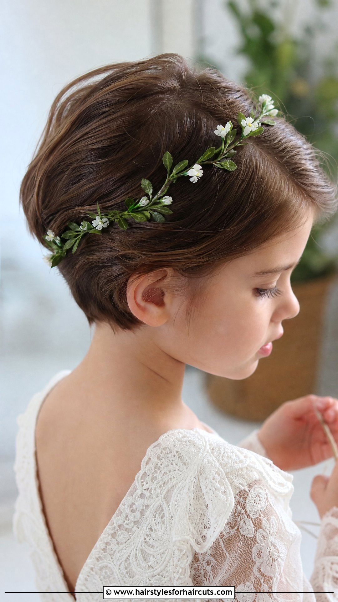 Short Hair With Floral Vine - 25 flower girl hairstyles for short hair - 25 flower girl hairstyles for short hair