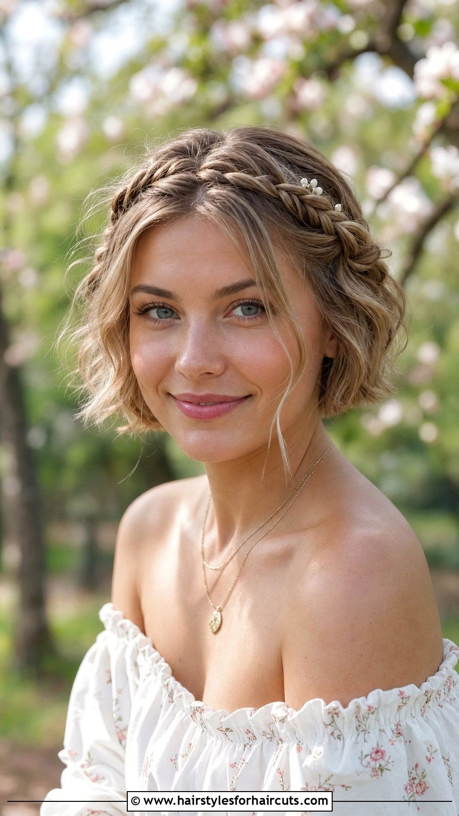 Short Hair With Halo Braid - 25 hippie hairstyles for short hair - 25 hippie hairstyles for short hair