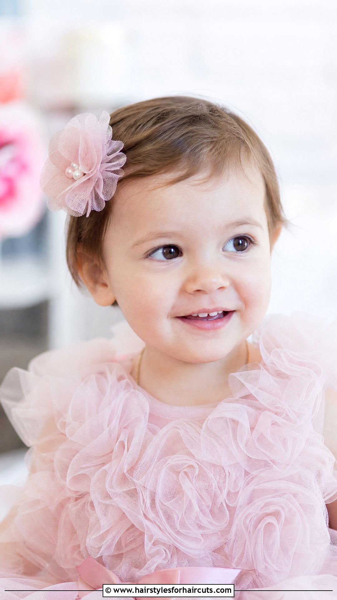 Short Hair With Tulle Flower Clip - 25 flower girl hairstyles for short hair - 25 flower girl hairstyles for short hair