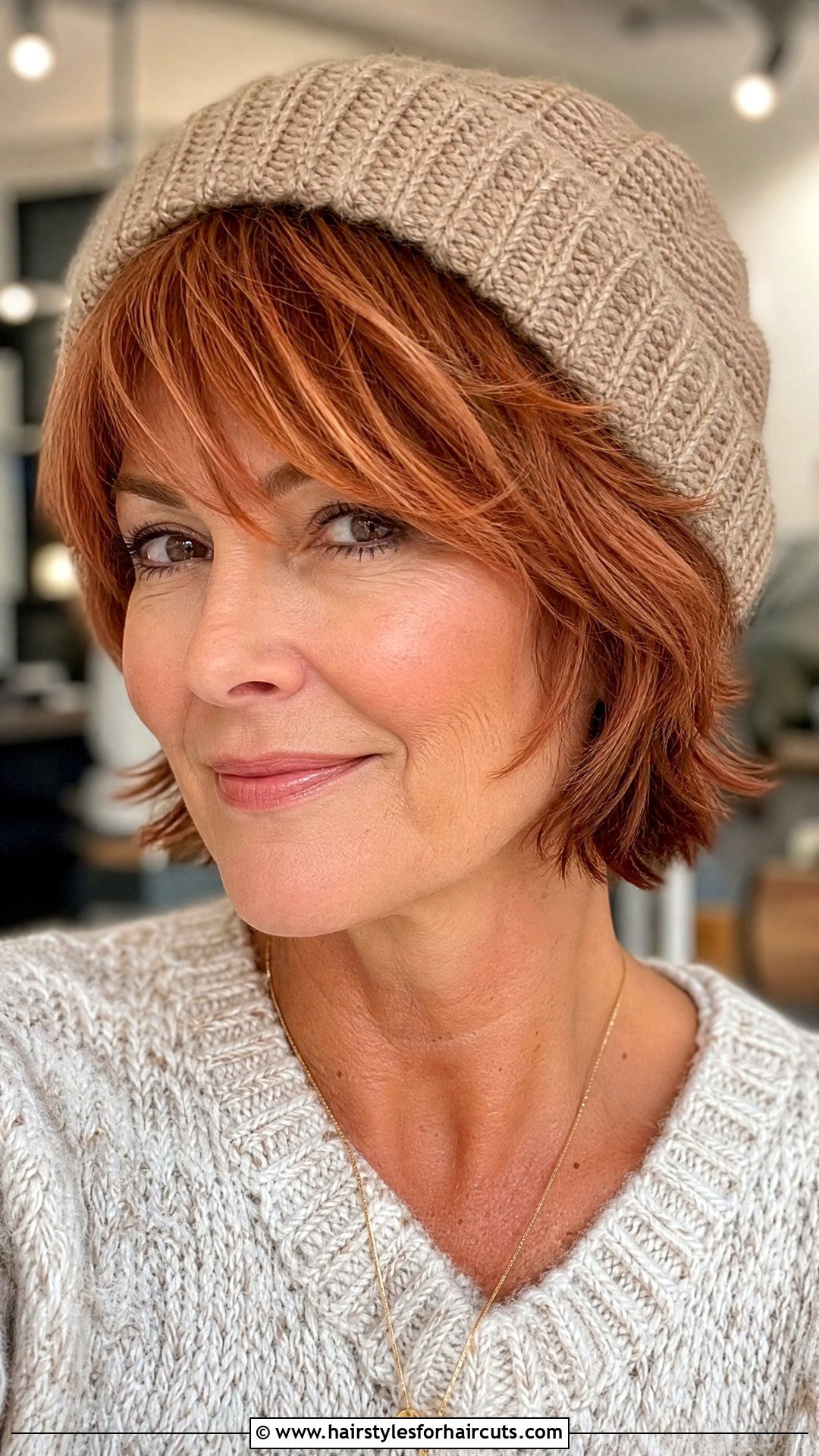 Short Layered Cut With Copper Money Piece - 25 e girl hairstyles short hair - 25 e girl hairstyles short hair