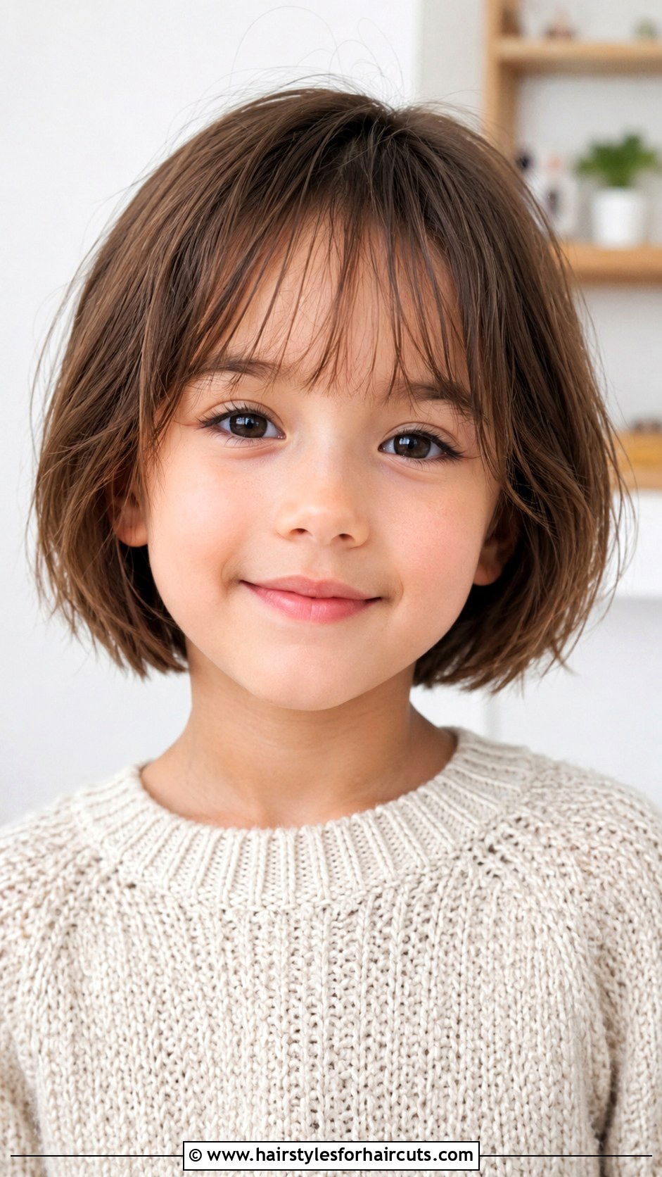 Short Layered Cut With Wispy Bangs - 25 short haircuts for kids with thick hair - 25 short haircuts for kids with thick hair