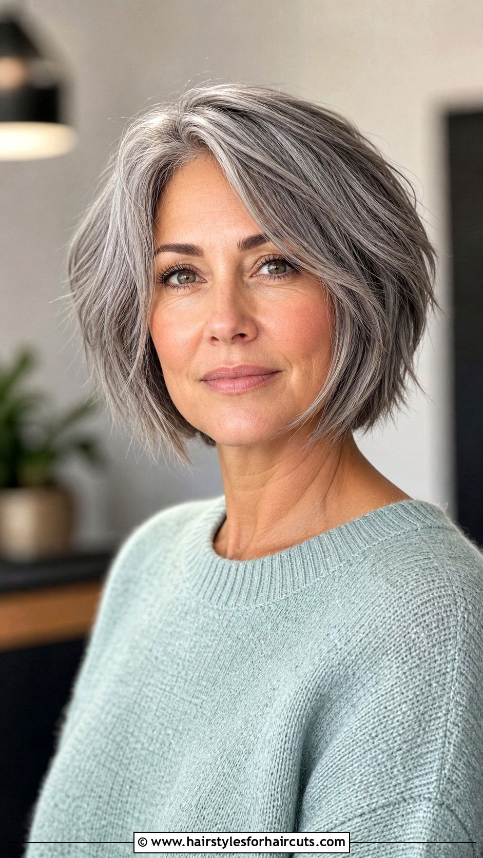 Short Layered Gray Bob - 25 gray hairstyles for women over 60 - 25 gray hairstyles for women over 60