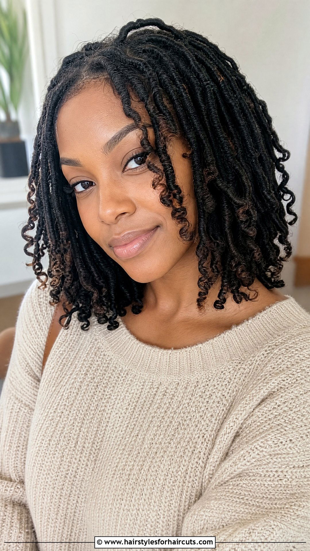 Short Locs With Curly Ends - 25 hairstyles for short locs - 25 hairstyles for short locs