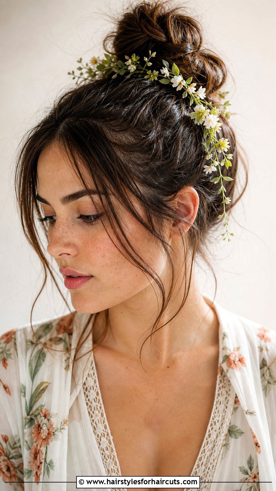 Short Messy Bun With Vines - 25 short hair fairy hairstyles - 25 short hair fairy hairstyles