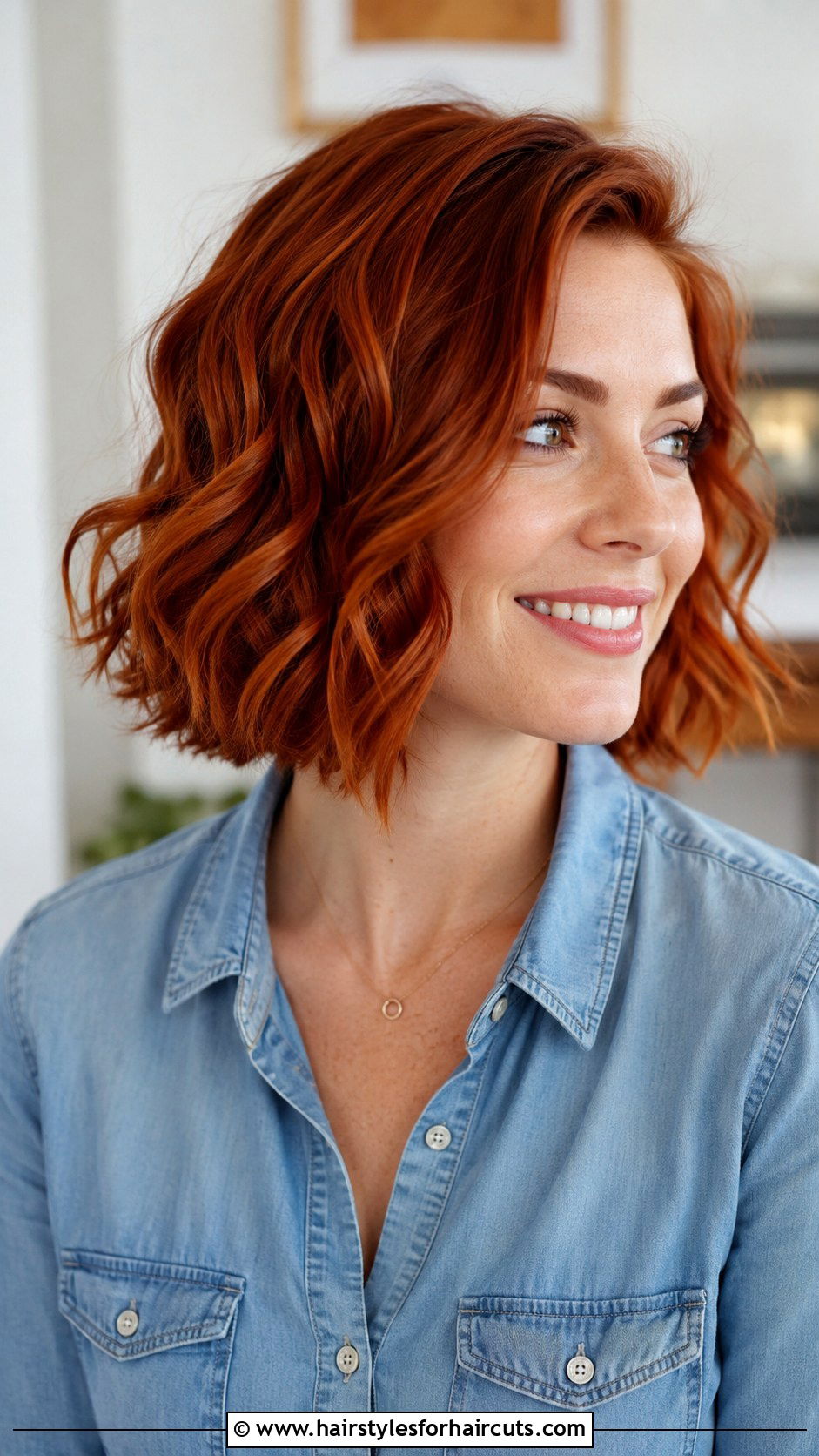 Short Red Wavy Lob - 25 hairstyles for short red hair - 25 hairstyles for short red hair