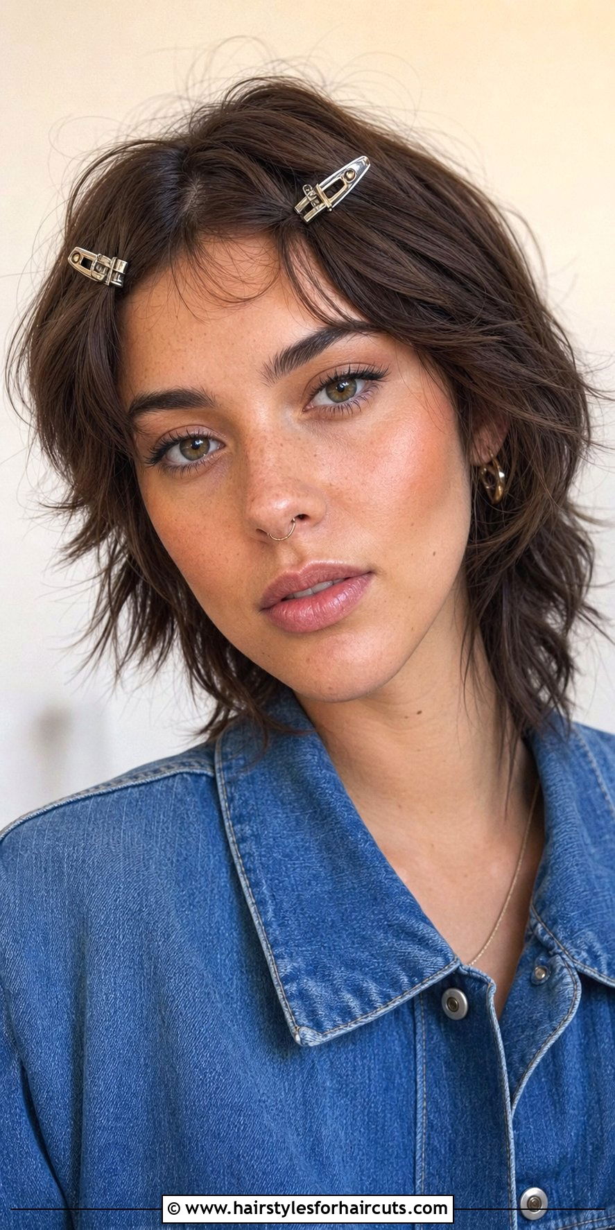 Short Shag With Pinned Curtain Bangs - 25 off the face hairstyles for short hair - 25 off the face hairstyles for short hair