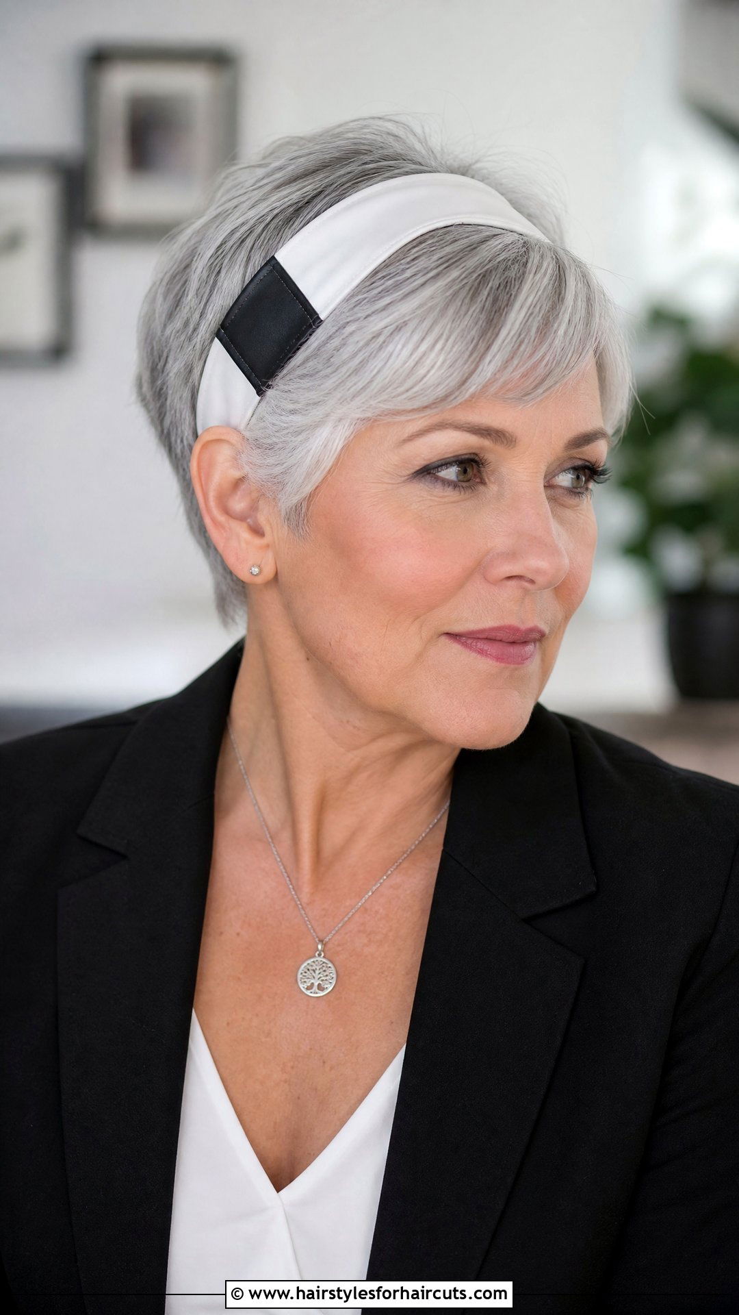 Short Silver Hair With Interchangeable Headband - 25 headband hairstyles for short hair - 25 headband hairstyles for short hair