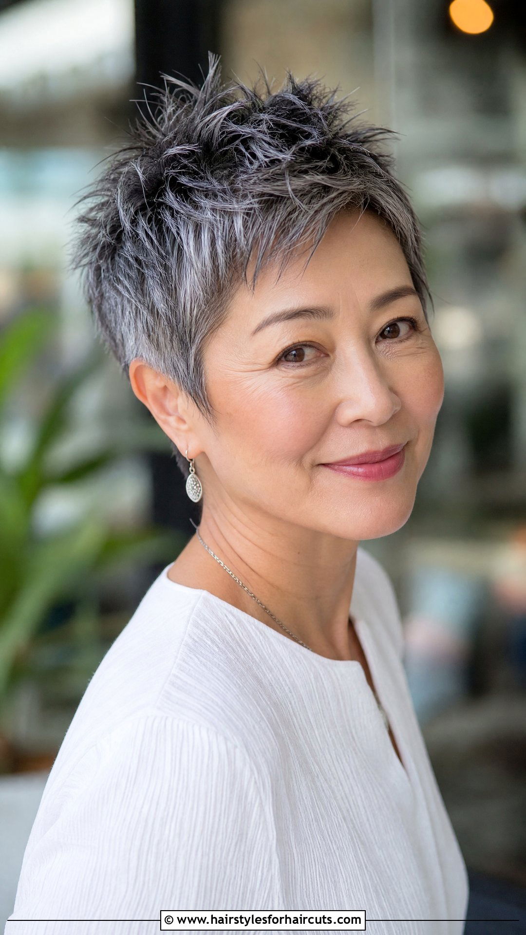 Short Textured Pixie Cut - 25 grey hair hairstyles for older asian woman - 25 grey hair hairstyles for older asian woman