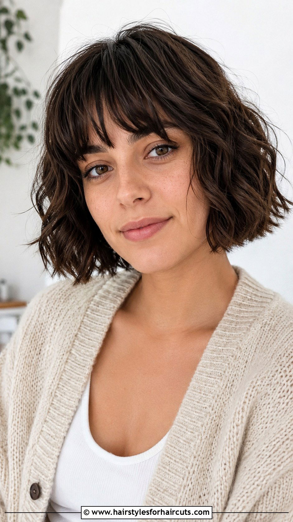 Short Wavy Bob With Bangs - 25 2b curly hairstyles - 25 2b curly hairstyles