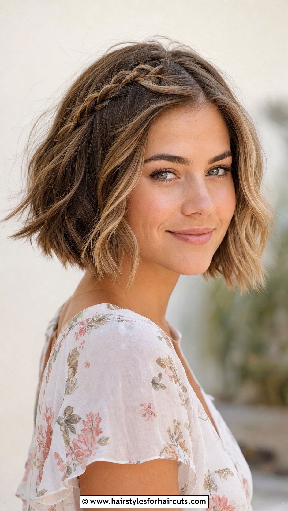 Short Wavy Bob With Side Braid - 25 off the face hairstyles for short hair - 25 off the face hairstyles for short hair