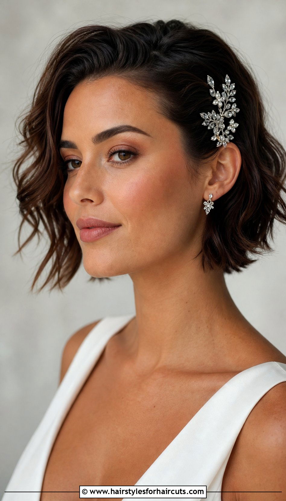 Short Wavy Hair With Comb Accessory - 25 wedding hairstyles for short wavy hair - 25 wedding hairstyles for short wavy hair
