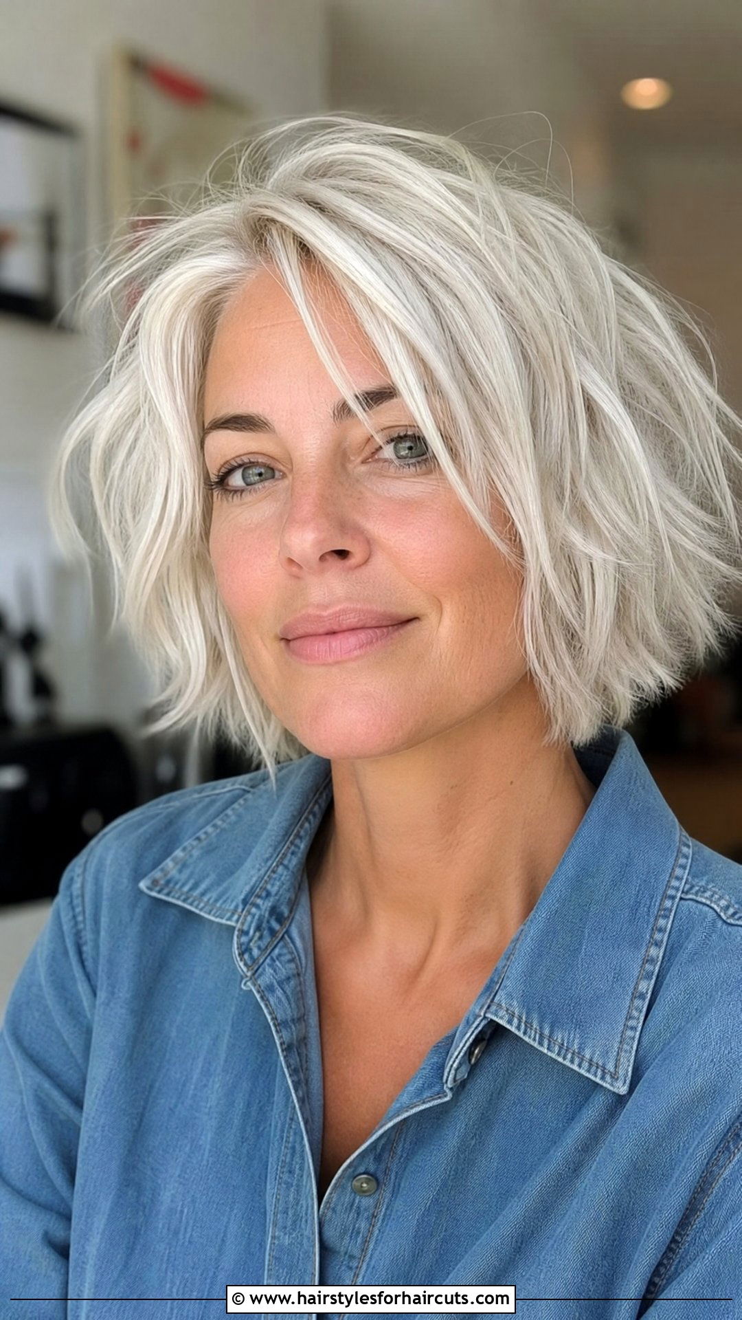 Short White Textured Bob - 25 white hairstyles - 25 white hairstyles