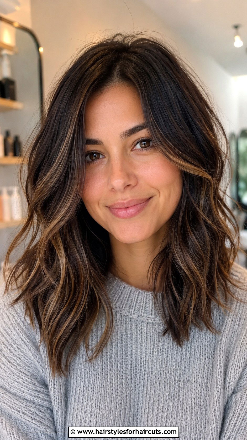 Shoulder Length Wavy Lob with Layers - 25 shoulder length hairstyles for thick wavy hair - 25 shoulder length hairstyles for thick wavy hair