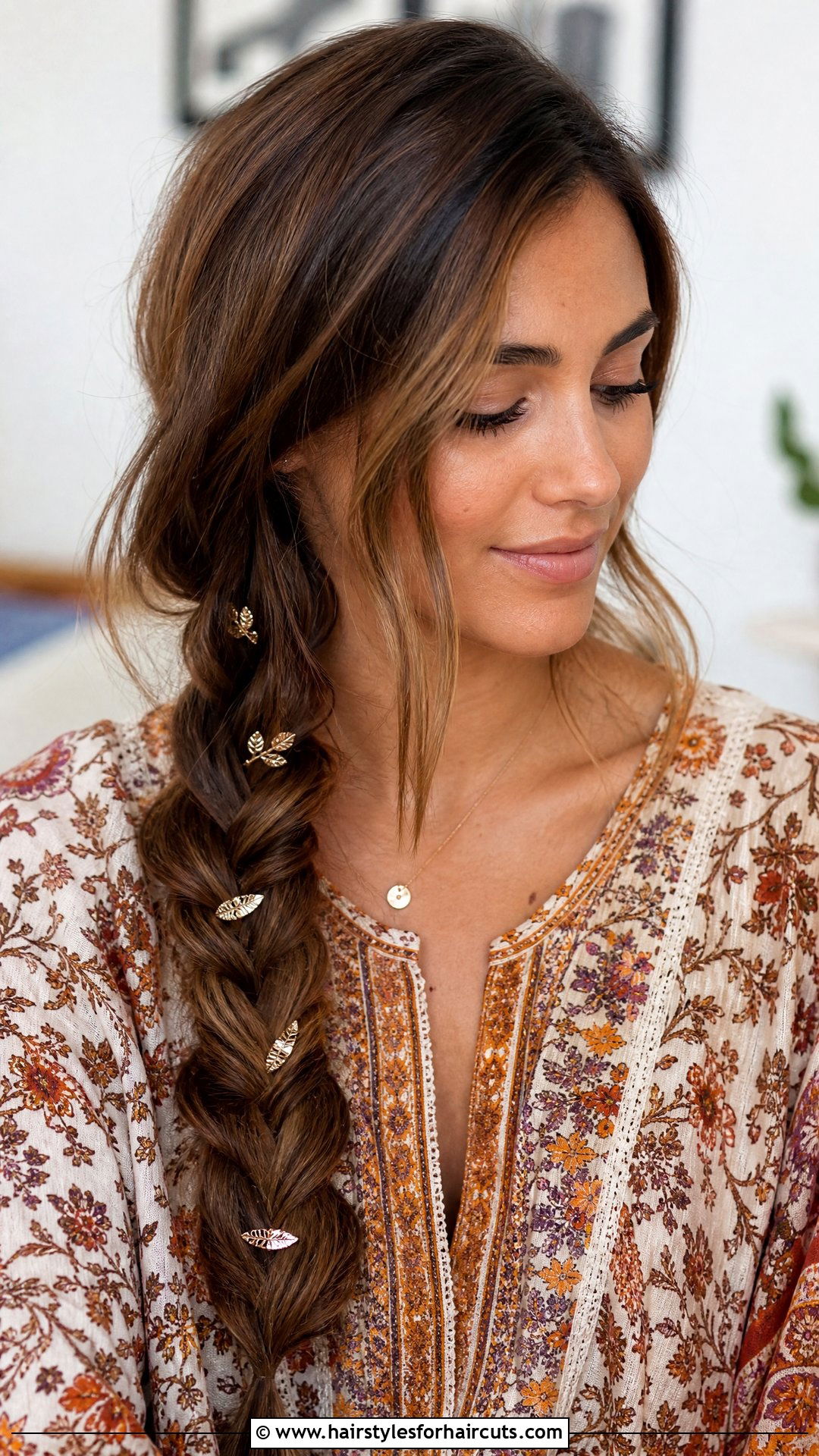 Side Braid Embellished With Clips - 25 hairstyles with barrettes - 25 hairstyles with barrettes