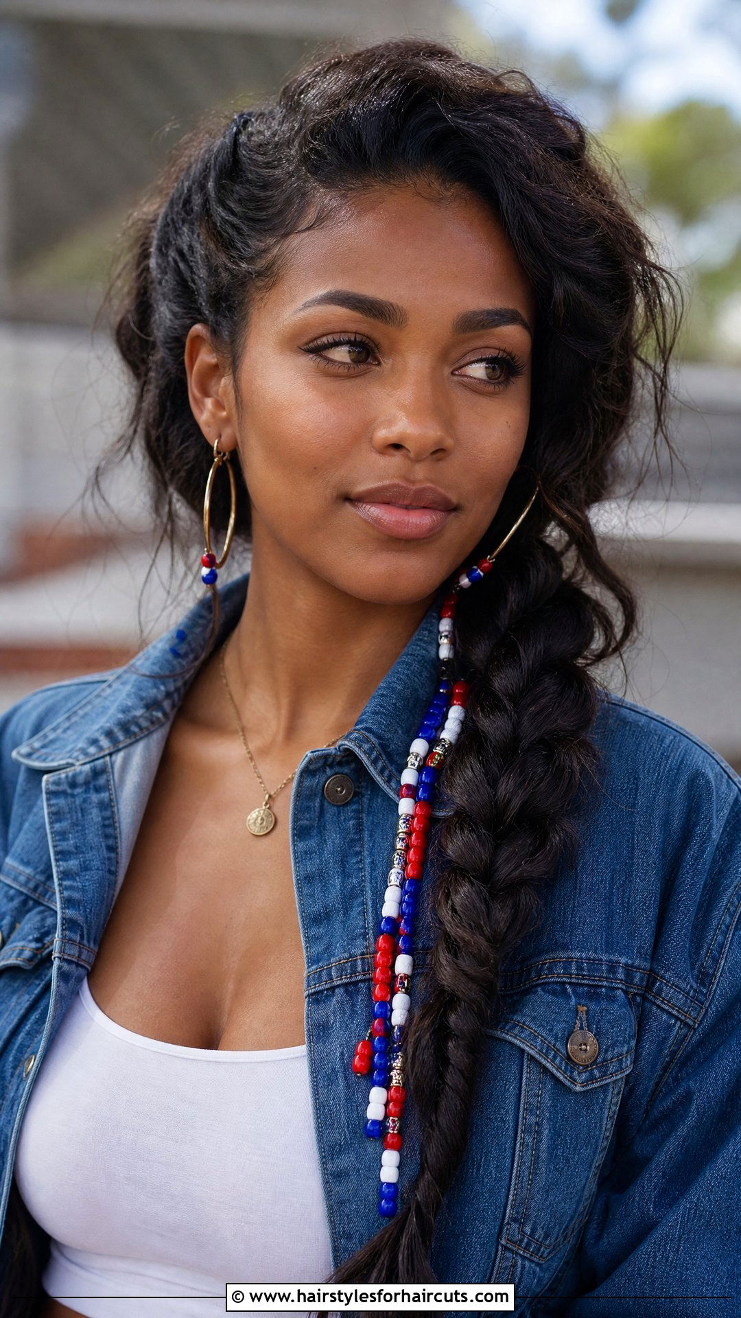 Side Braid With Colorful Beads - 25 fourth of july hairstyles - 25 fourth of july hairstyles