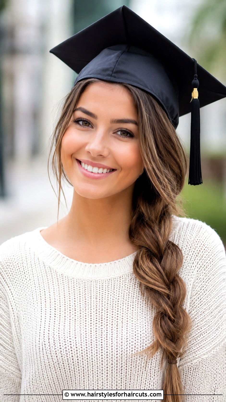Side Braid With Graduation Cap - 25 long hair graduation hairstyles with cap - 25 long hair graduation hairstyles with cap