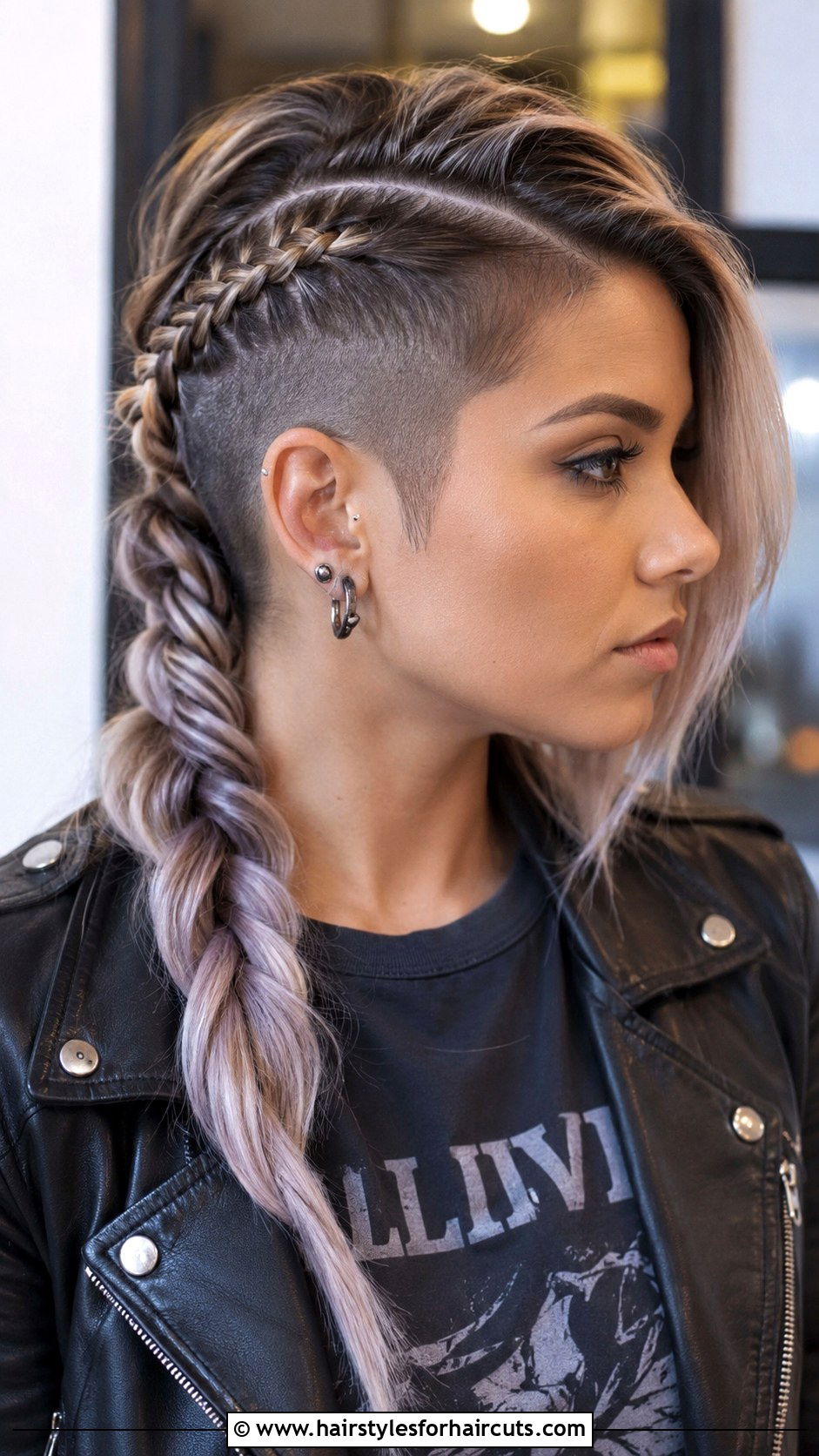 Side Braid With Shaved Undercut - 25 side braid hairstyles for short hair - 25 side braid hairstyles for short hair