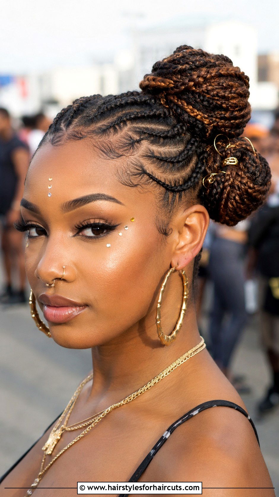 Side Bun With Space Buns Combo - 25 side bun hairstyles for black hair - 25 side bun hairstyles for black hair