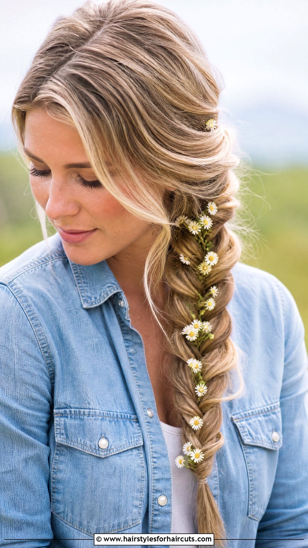 Side Fishtail Braid With Fresh Blooms - 25 hairstyles frida kahlo hair - 25 hairstyles frida kahlo hair
