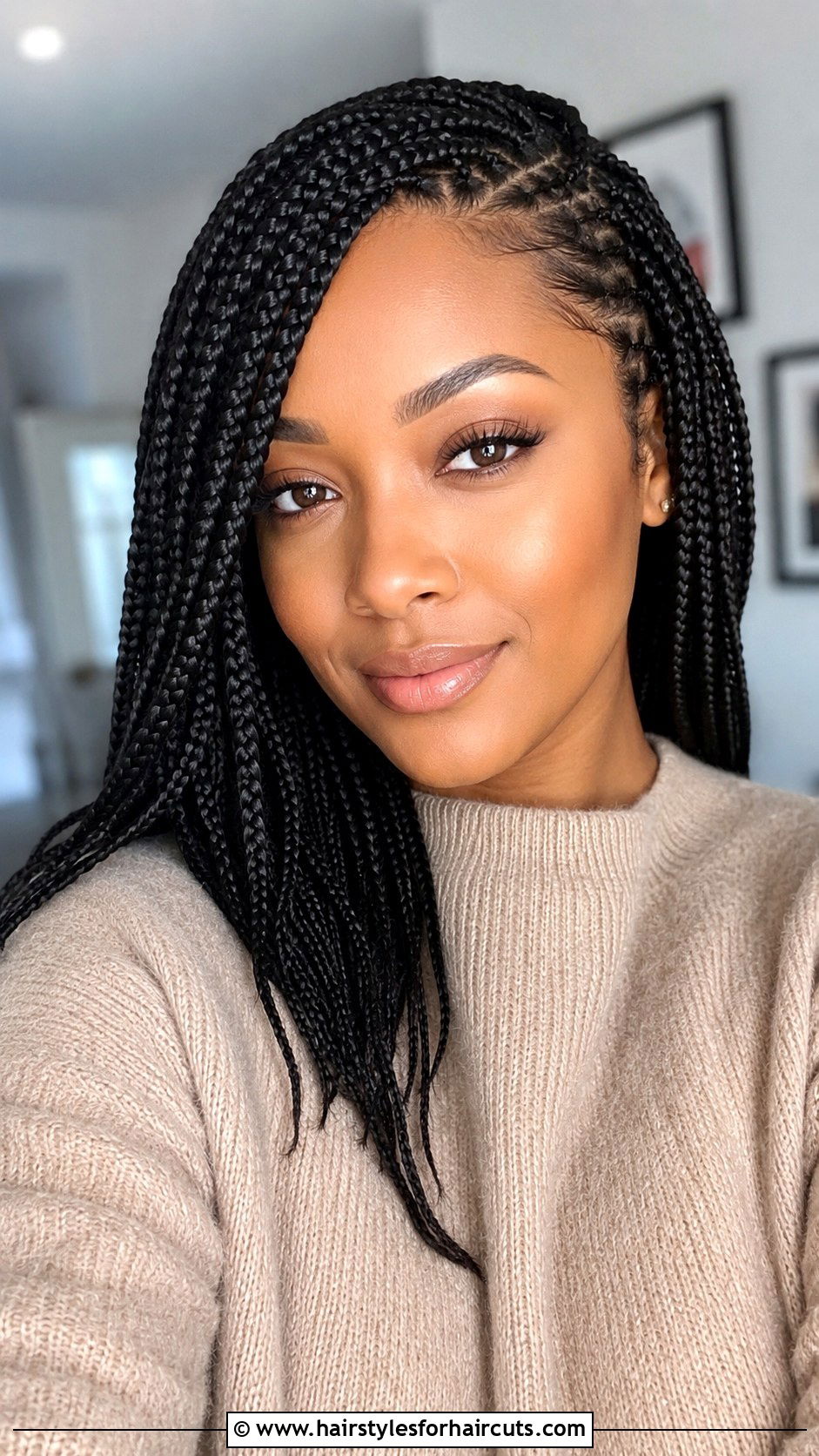 Side Part Box Braids - 25 braiding winter hairstyles for black hair - 25 braiding winter hairstyles for black hair