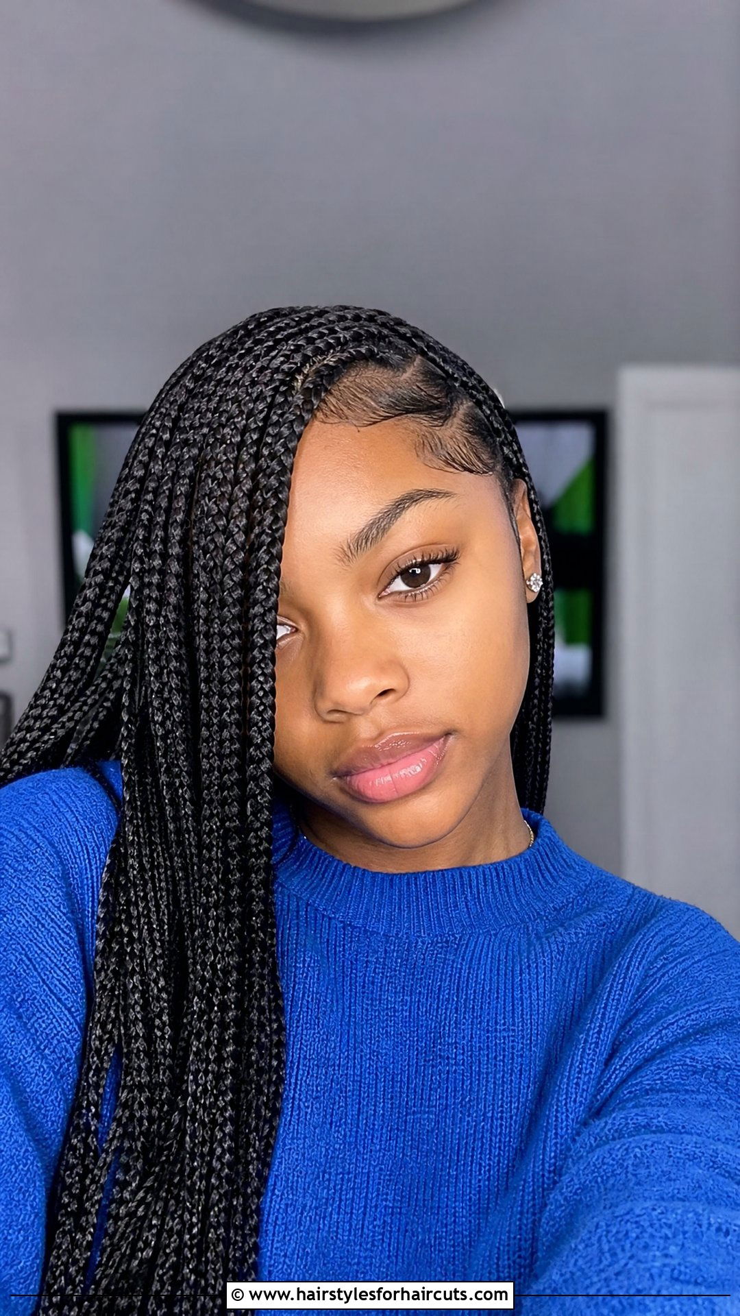 Side Part Braids - 25 hairstyles for black girls with thick hair - 25 hairstyles for black girls with thick hair