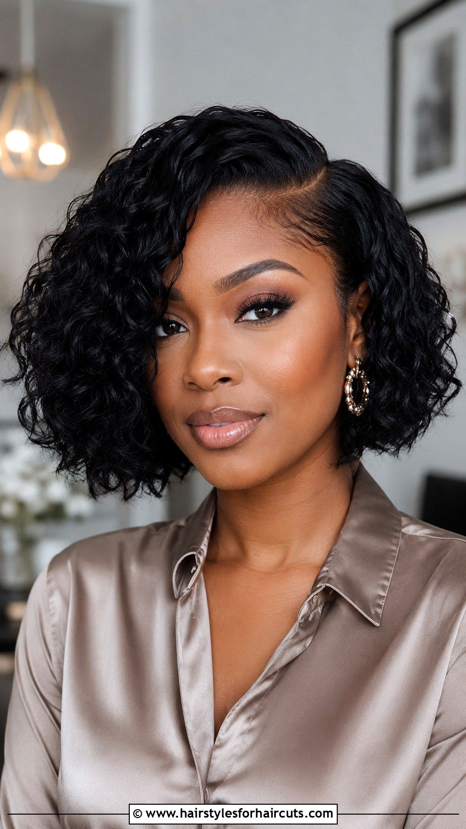 Side Part Curly Bob - 25 curly hairstyles for black women - 25 curly hairstyles for black women