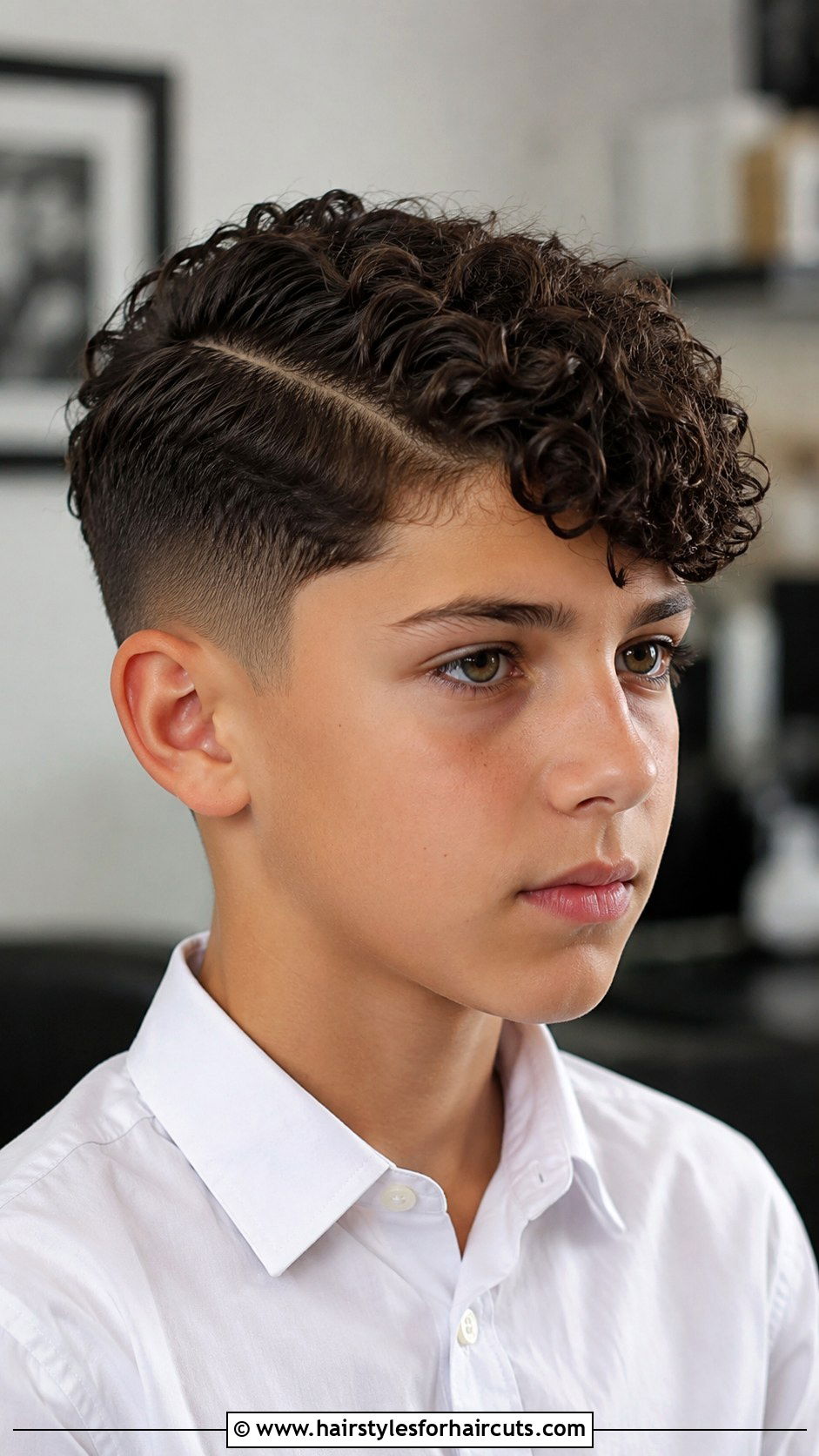 Side Part Curly Haircut For Boys - 25 haircuts for curly hair kids - 25 haircuts for curly hair kids