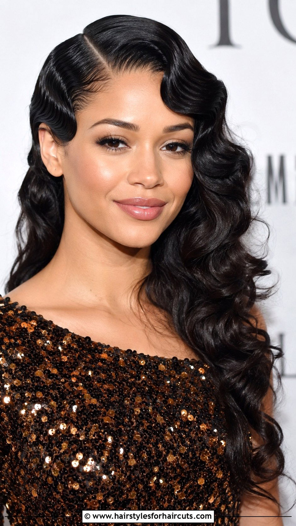 Side Part Finger Waves Long Hair - 25 40s hairstyles for long hair - 25 40's hairstyles for long hair