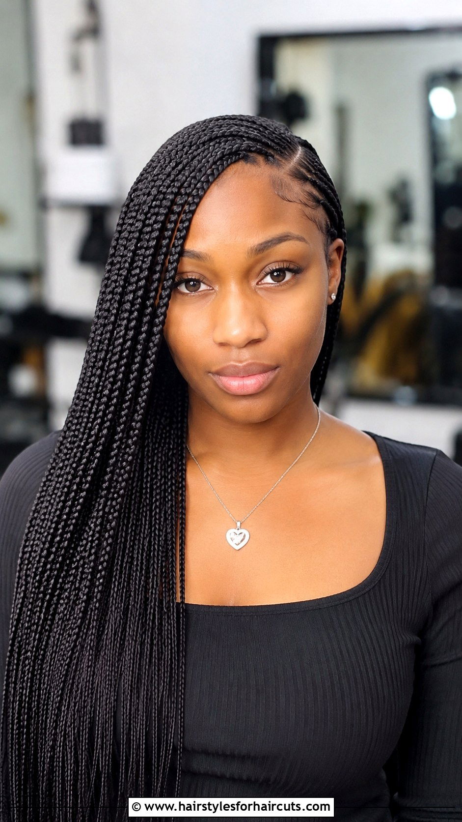 Side Part Knotless Braids Straight - 25 braids with straight hair black hairstyles - 25 braids with straight hair black hairstyles