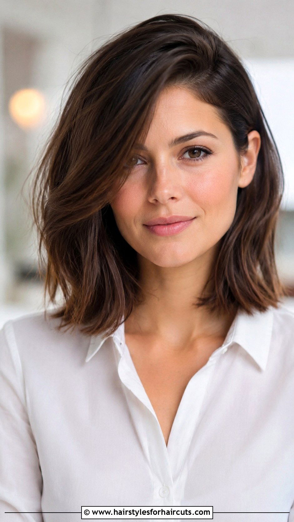 Side Part Lob Haircut - 25 haircuts for double chin - 25 haircuts for double chin