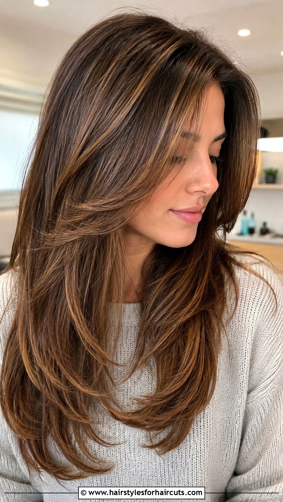 Side Part Long Layers - 25 diamond face hairstyles - 25 diamond face hairstyles