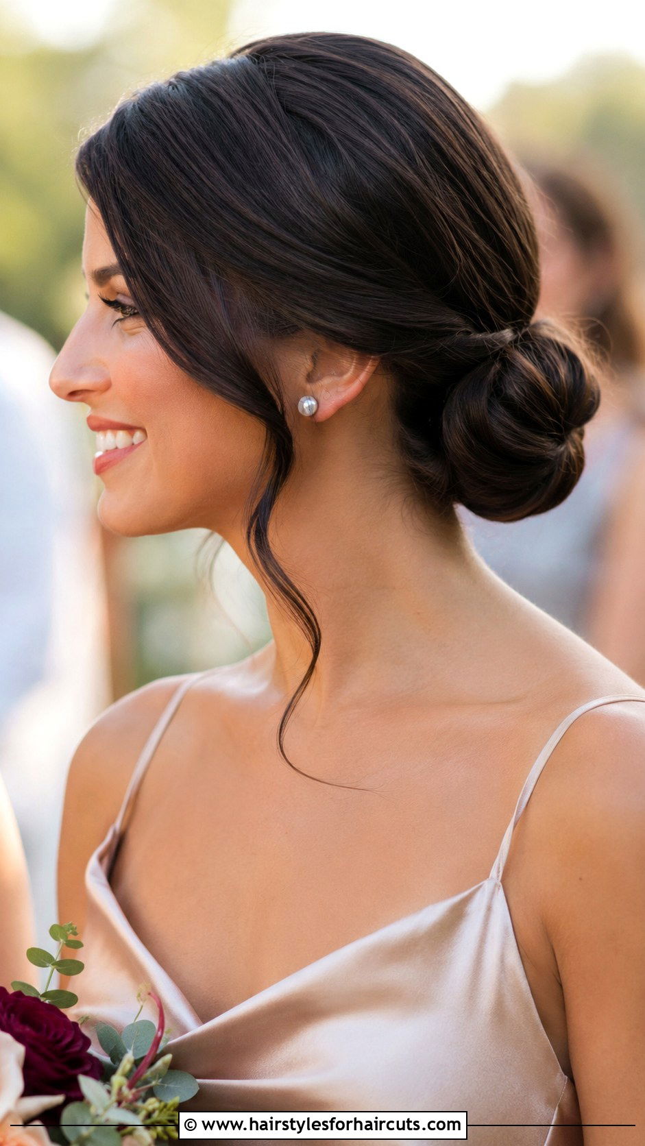 Side Part Low Bun Bridesmaid - 25 hairstyles for bridesmaids - 25 hairstyles for bridesmaids