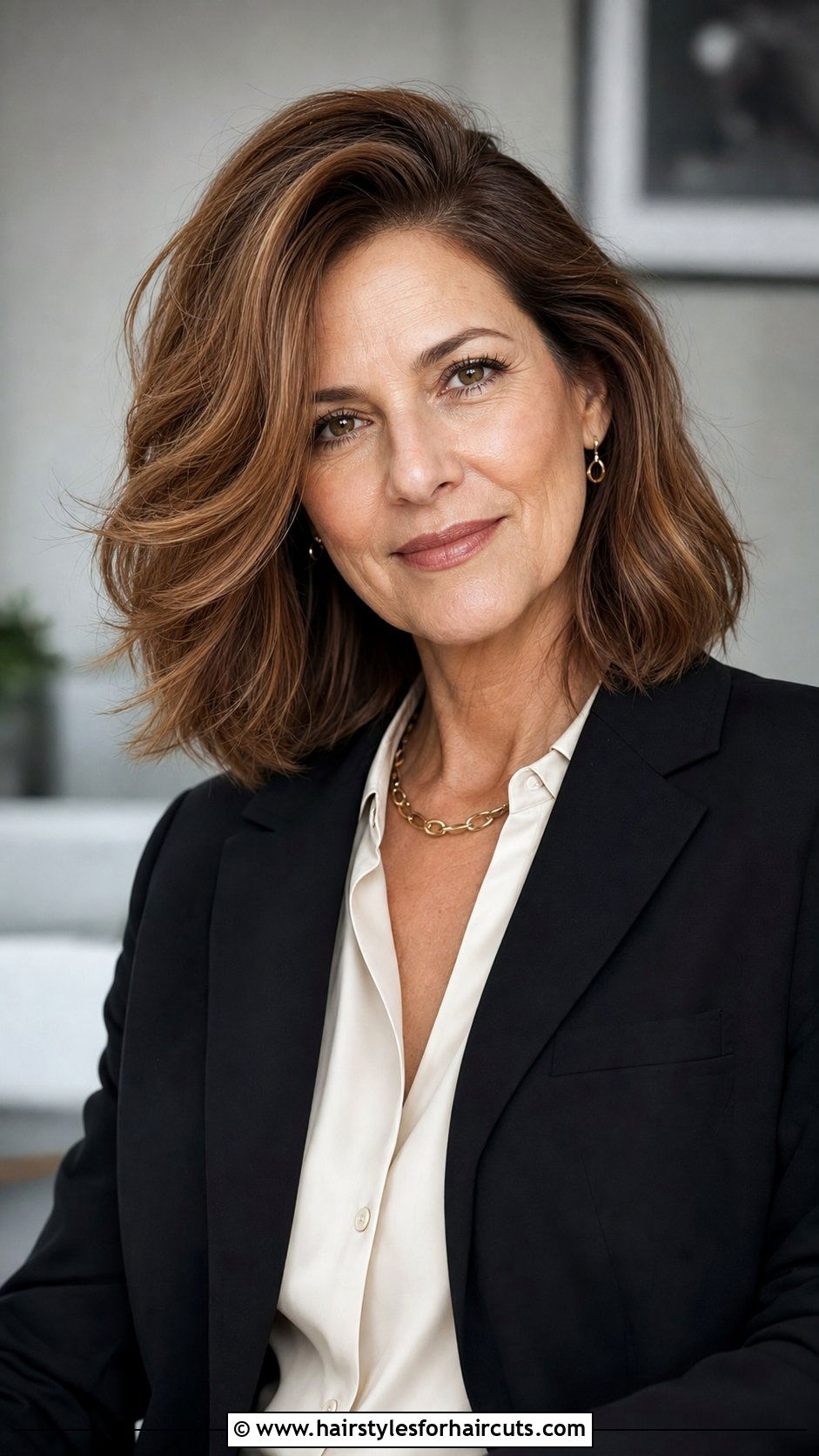 Side Part Wavy Shoulder Lob - 25 hairstyles for thick wavy hair over 50 - 25 hairstyles for thick wavy hair over 50