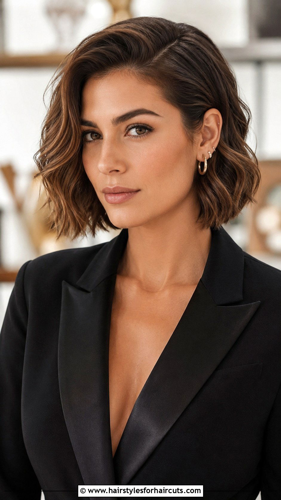 Side Parted Bob With Waves - 25 hairstyles for formal events - 25 hairstyles for formal events
