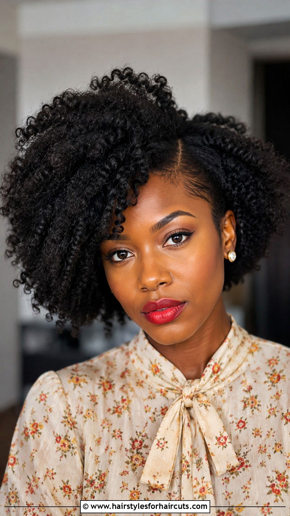 Side Parted Coily Afro - 25 coily hairstyles - 25 coily hairstyles