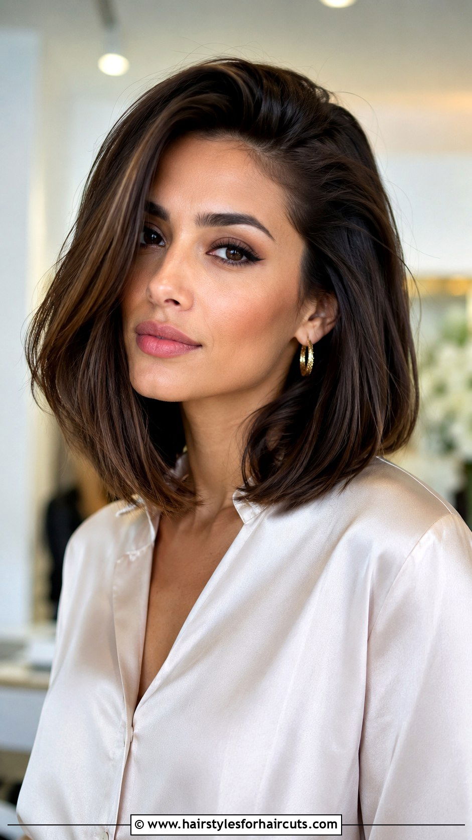 Side Parted Shoulder Length Bob - 25 cute haircuts for shoulder length hair - 25 cute haircuts for shoulder length hair