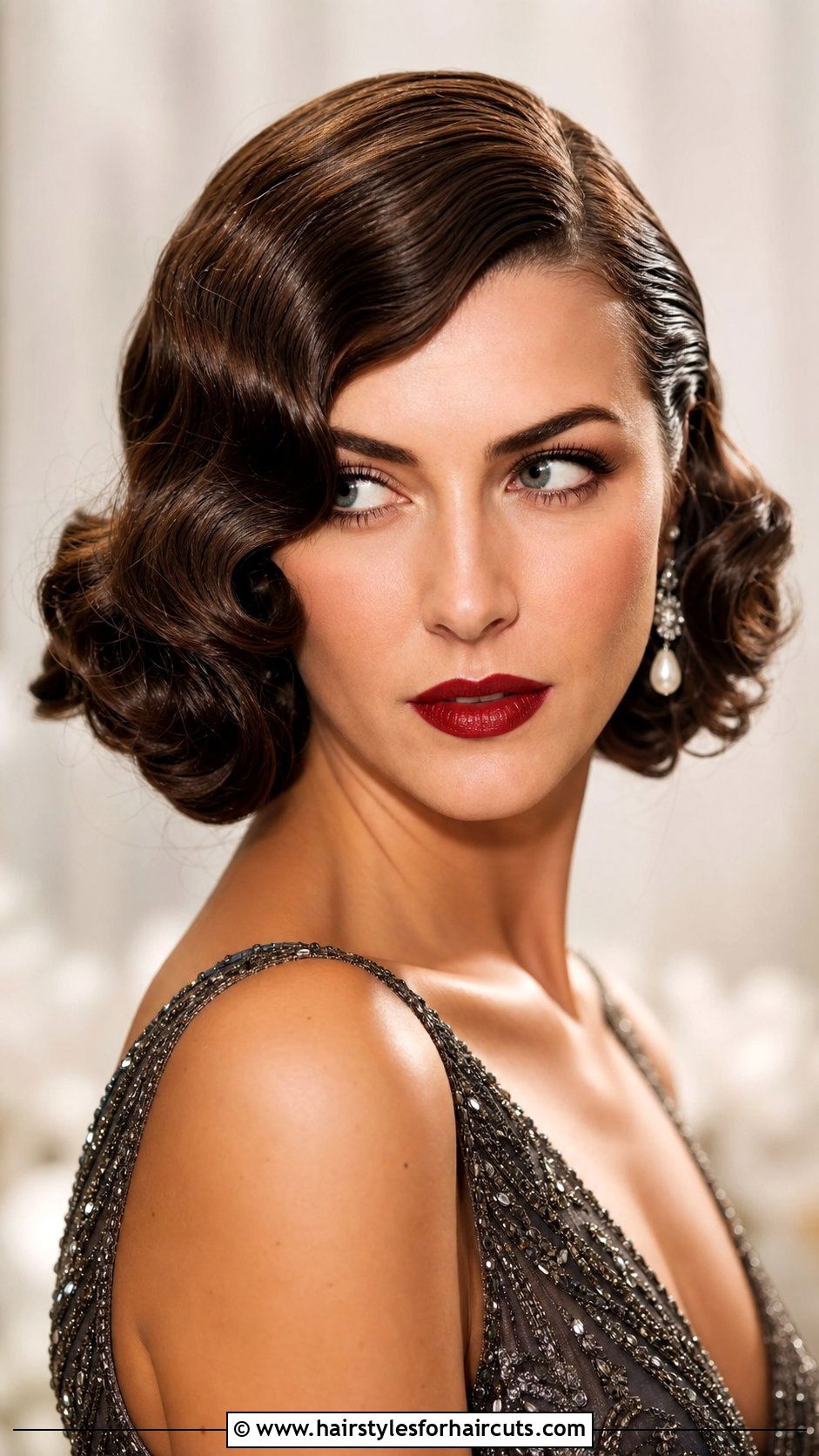 Side Parted Vintage Waves - 25 wedding hairstyles for shoulder length straight hair - 25 wedding hairstyles for shoulder length straight hair