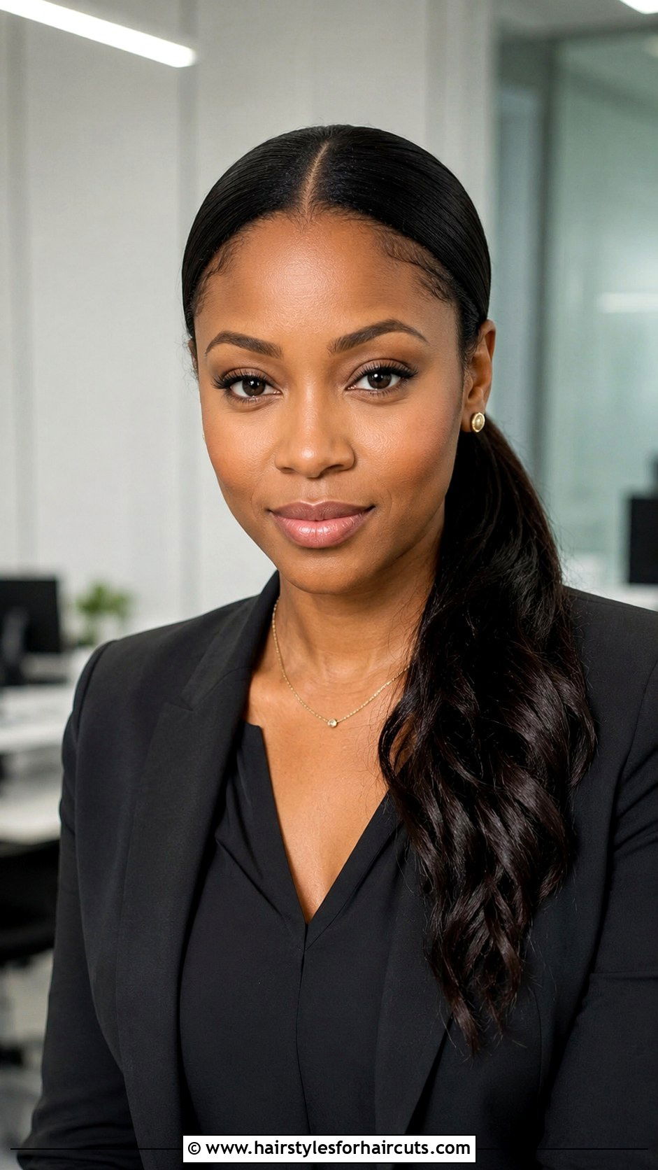 Side Ponytail With Middle Part - 25 side ponytail hairstyles for black hair - 25 side ponytail hairstyles for black hair