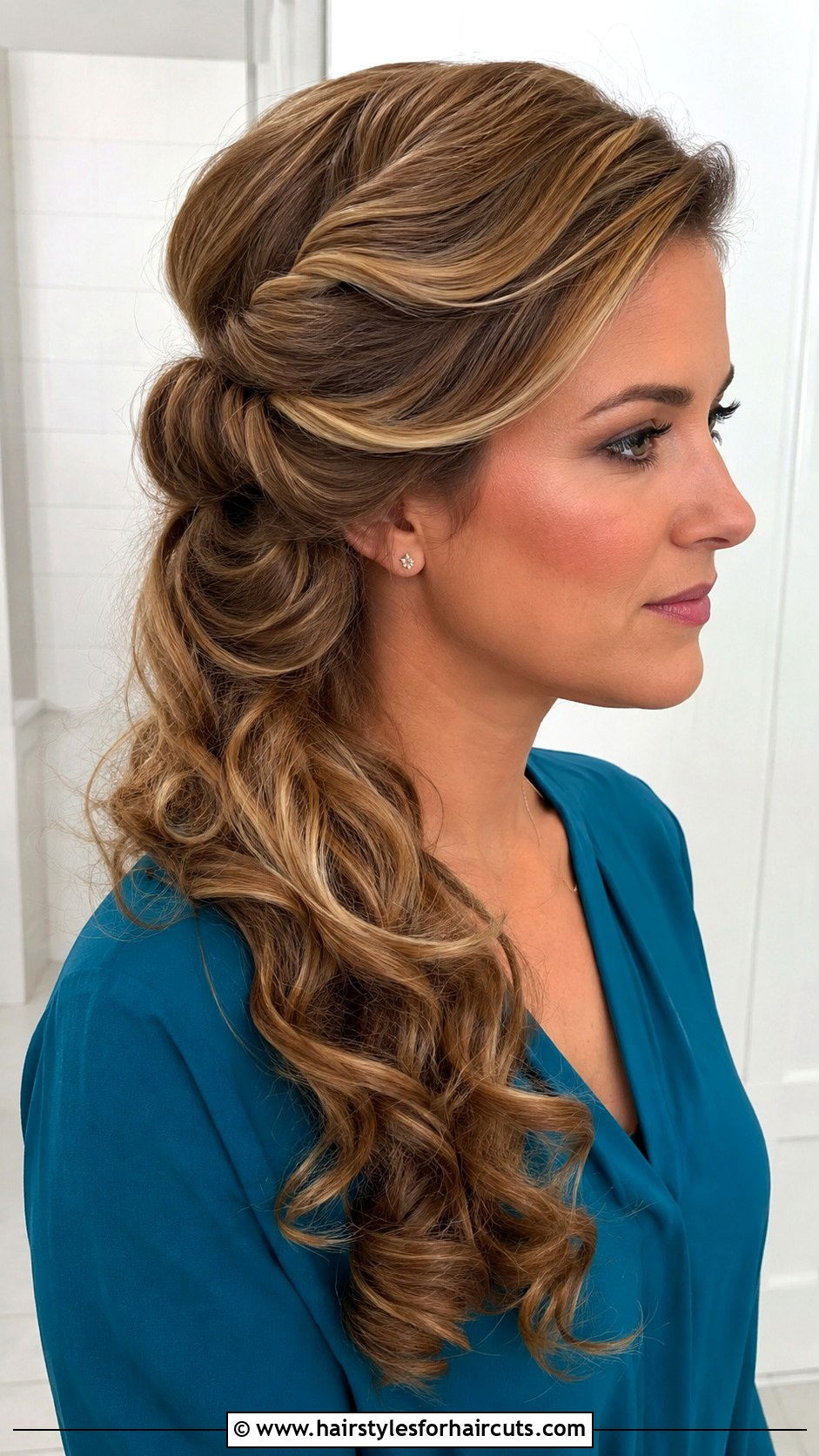 Side Rolls With Cascading Curls - 25 1940s hairstyles long hair - 25 1940s hairstyles long hair