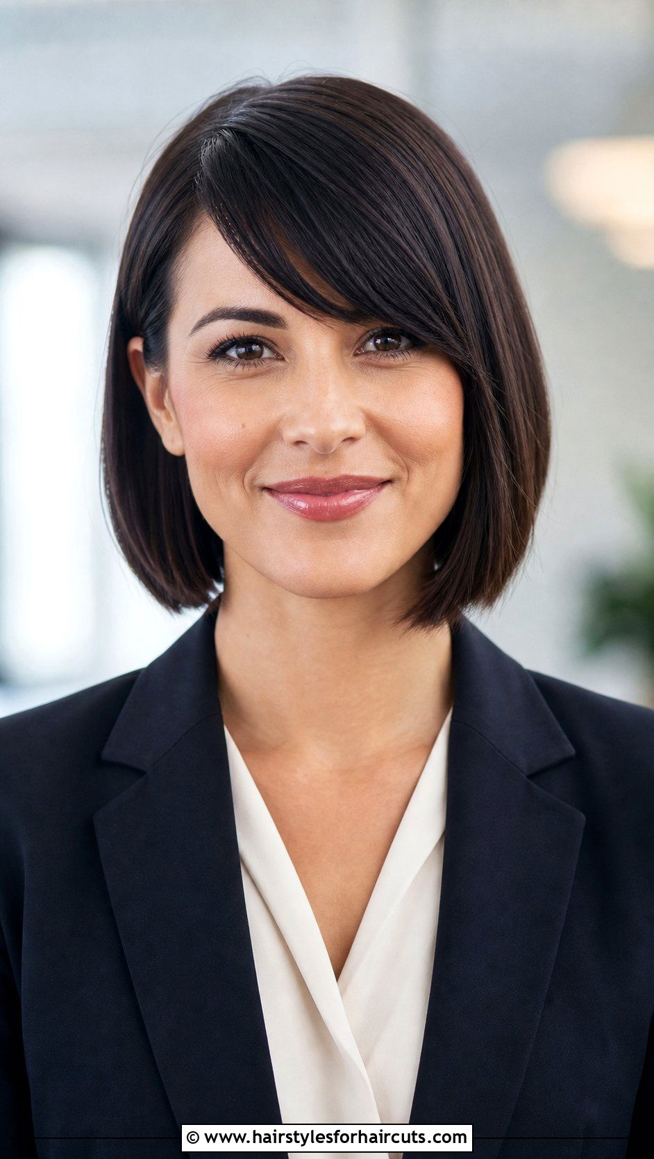 Side Swept Bangs Bob - 25 hairstyles for postpartum hair loss - 25 hairstyles for postpartum hair loss