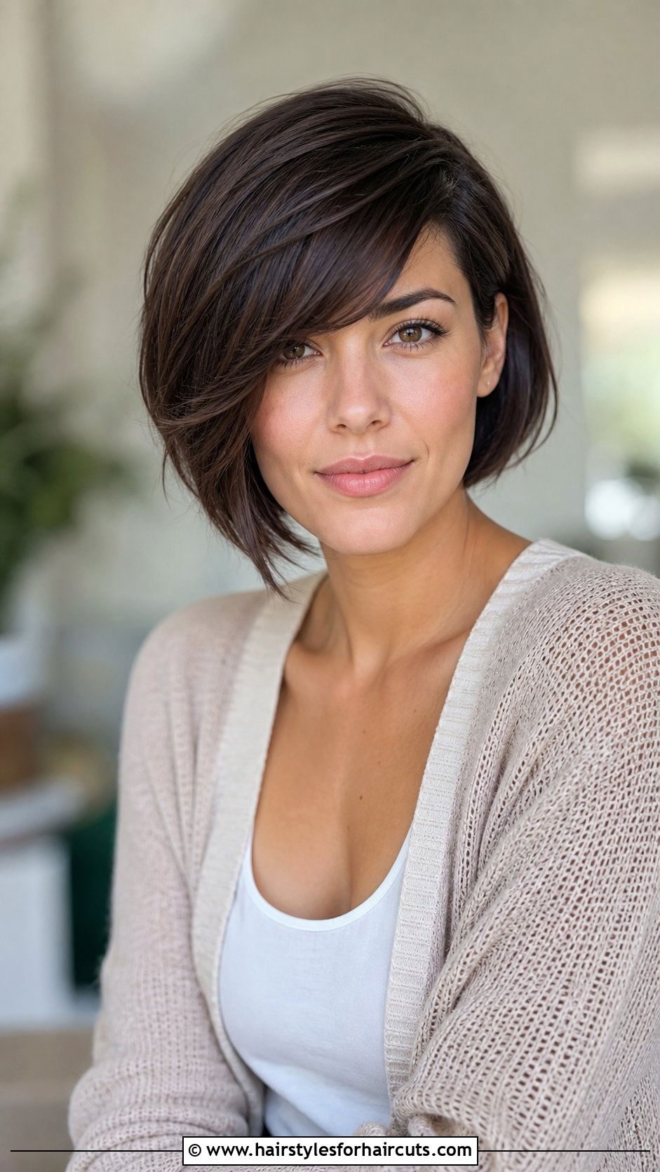 Side Swept Bangs Bob - 25 hairstyles for thin straight hair - 25 hairstyles for thin straight hair