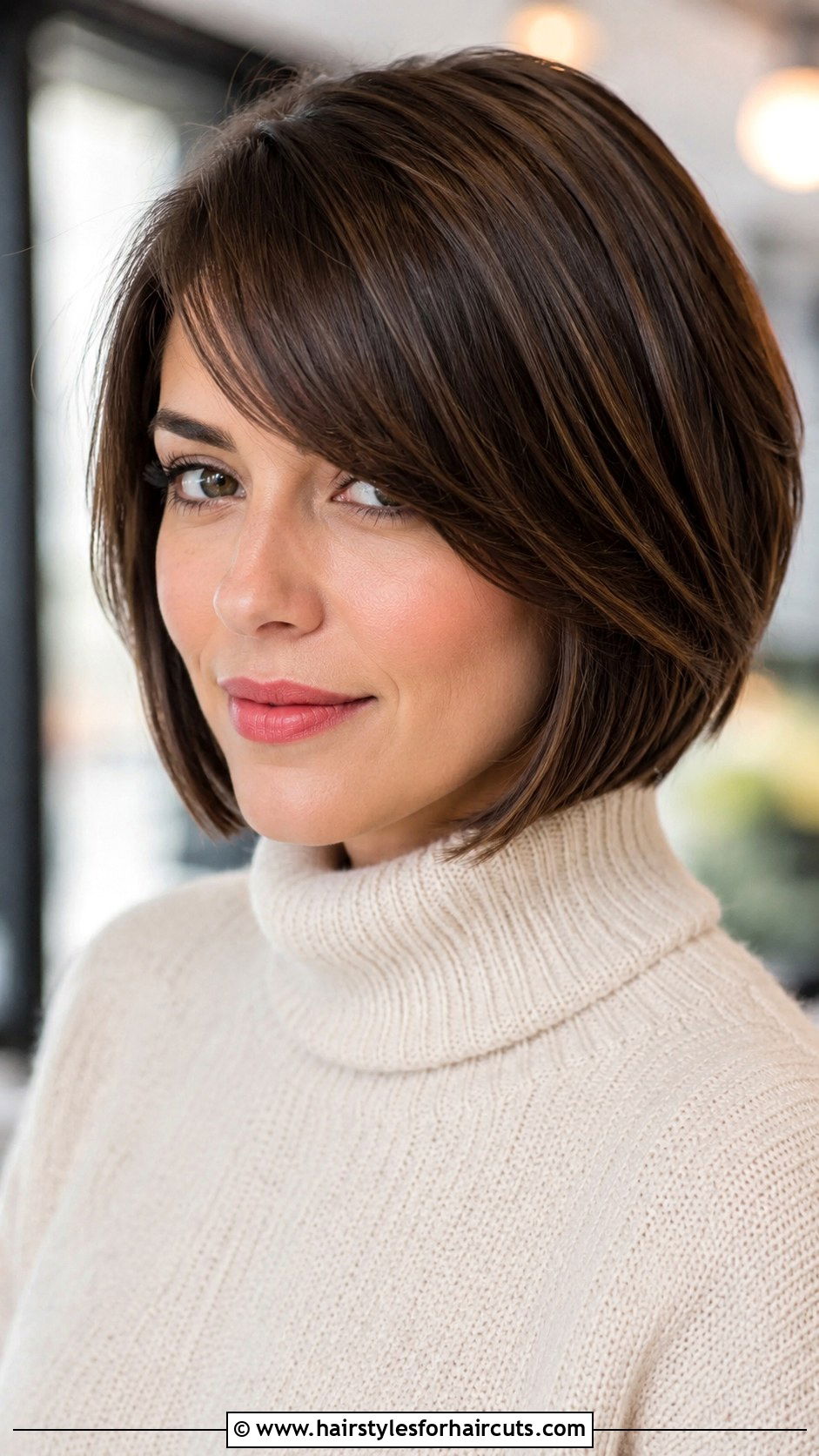 Side Swept Bangs Bob Haircut - 25 haircuts for triangle face - 25 haircuts for triangle face